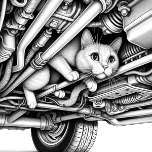 a cat is stuck in a car
