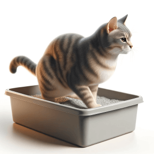 חתול עושה צרכים בארגז חול