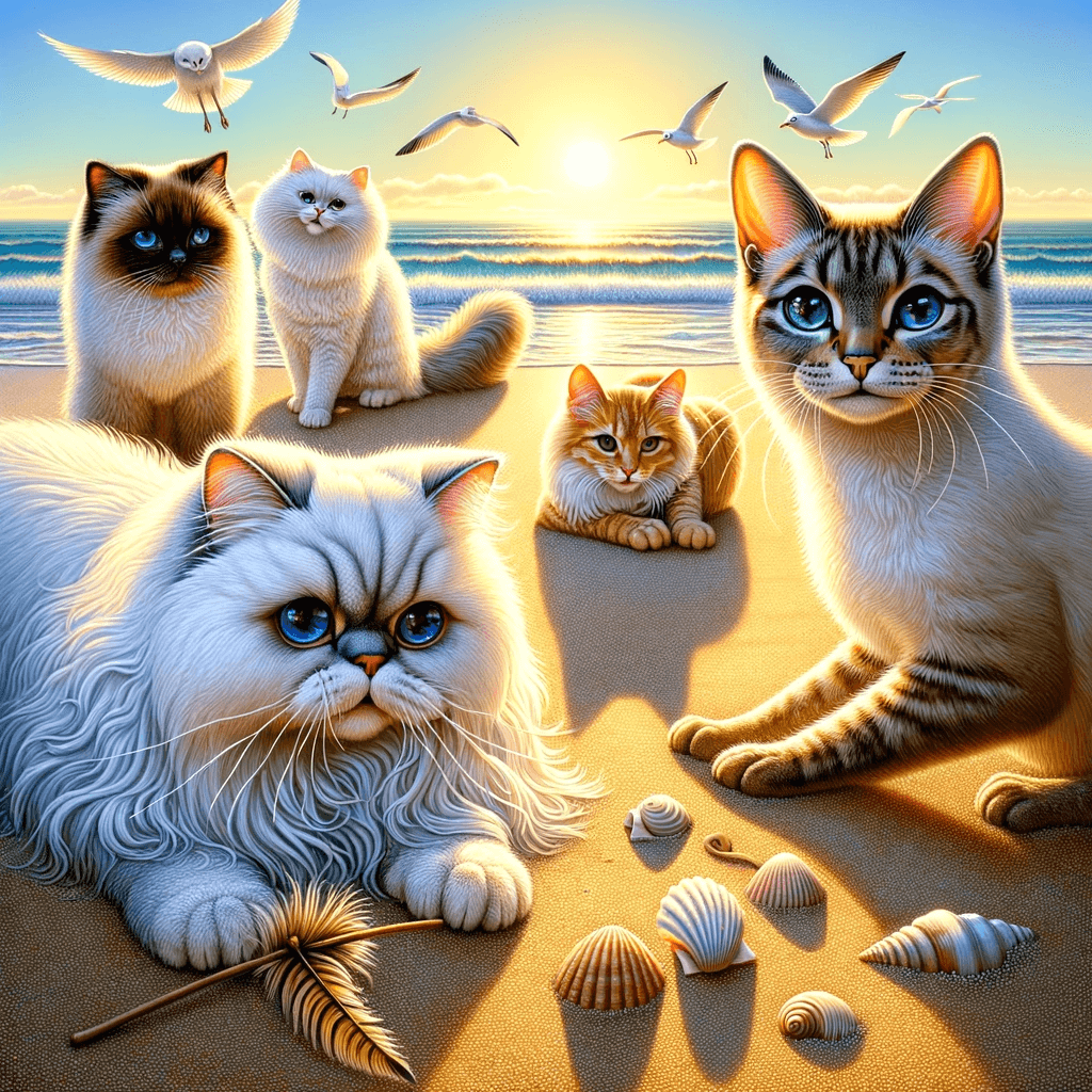 חתולים בחוף הים