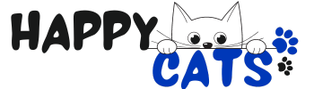לוגו חתולים שמחים בכחול - Happy Cats Logo Blue