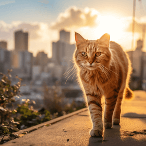 חתול בר הולך ברחוב