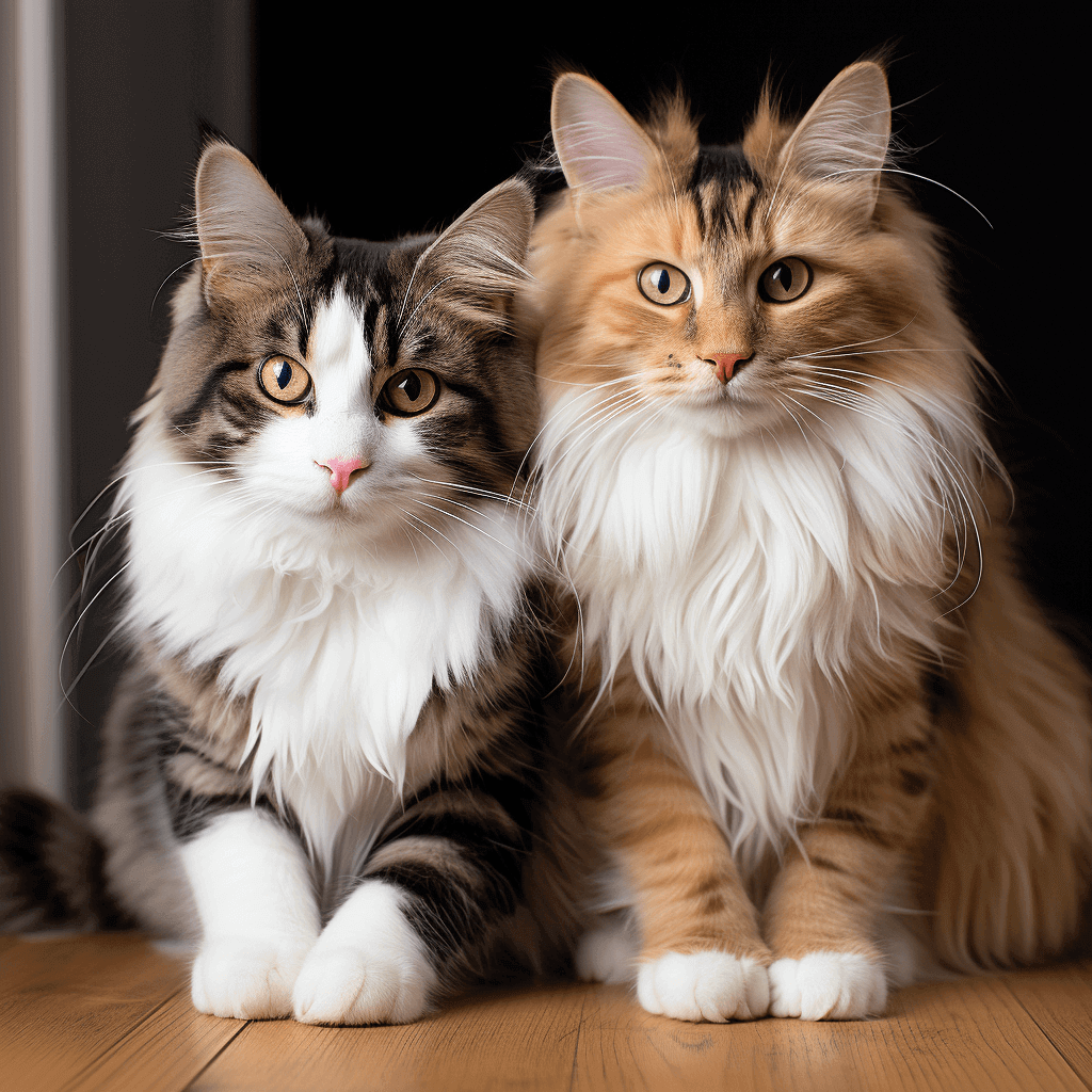חתול וחתולה יושבים בבית