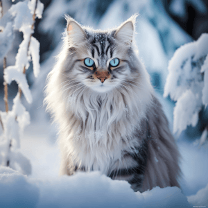 חתול סיברי בשלג
