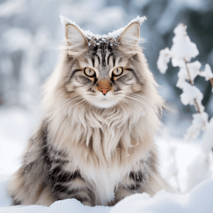 חתול סיברי בשלג