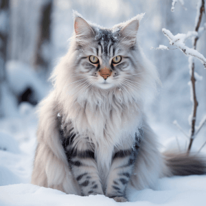 חתול סיבירי בשלג