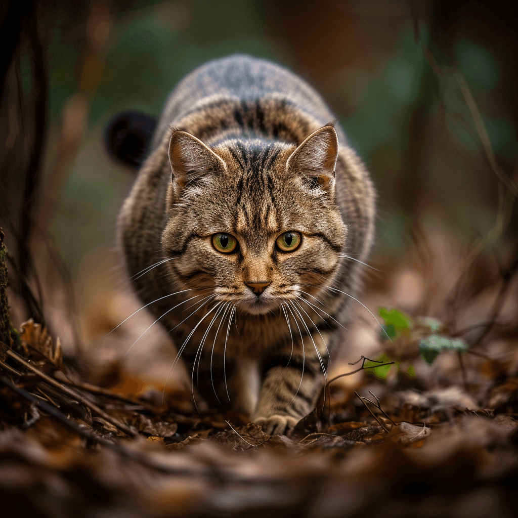חתול בדרך לצוד ביער