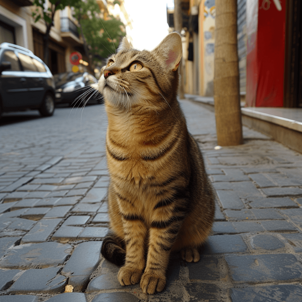 חתול יושב ברחוב