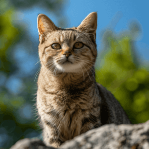 צילום של חתול על סלע