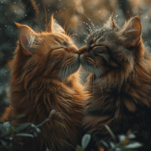 שני חתולים מביעים אהבה