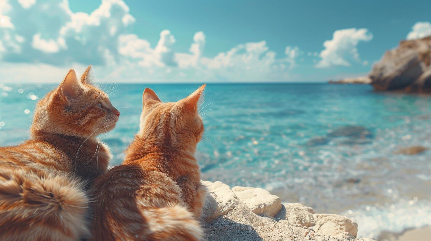 חתול וחתולה בחוף היום