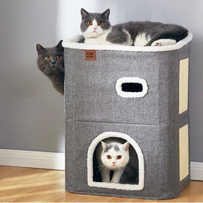 בית לחתול 2 קומות עם מתקן גירוד